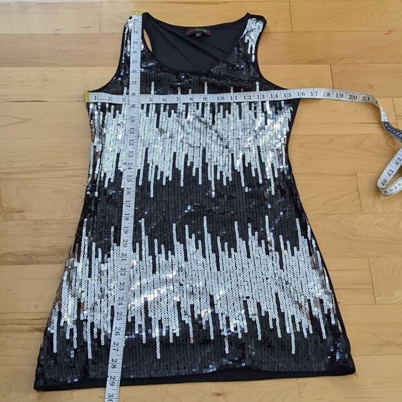 BLACK and white gradient  sequin top camisole tank top Medium @C - Picture 2 of 6